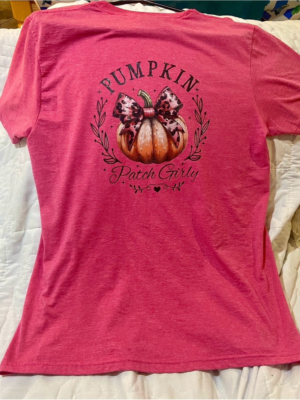 Pink Sparkly, Pumpkin Girly T-shirt, size medium Women’s Fall Halloween